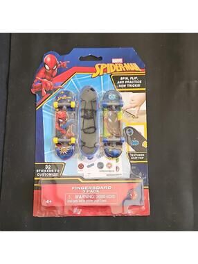 Marvel Spider-Man Fingerboard 3 Pack Custom Design Textured Grip Top + Stickers